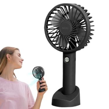 Imagem de Shakven Ventilador portátil recarregável, ventilador portátil,Leque Pessoal com Base | Ventilador de mão portátil pessoal, ventilador de resfriamento pequeno de recarga de 3 velocidades com base, para