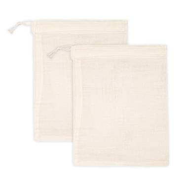 Imagem de PurpleEssences Sacos vazios de especiarias para cozinhar sopa - Sacos de gaze de musselina de algodão natural cru com cordão para chá, ervas, caldo de osso, bebida fria e coar - Natural (5, 30 x 35 cm