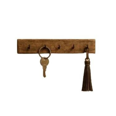 Imagem de Porta Chaves Claviculário Rústico de Madeira com Gancho Suporte(Envelhecida)