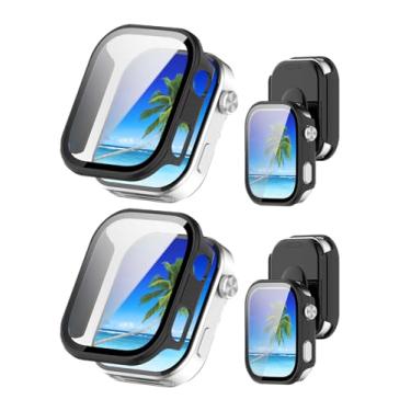Imagem de Pacote com 2 capas para Xiaomi Redmi Watch 6, capa protetora NOUKAJU para relógio inteligente, película de vidro temperado 9H integrada, PC rígido, fácil de instalar, protetor de tela para smartwatch