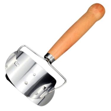 Imagem de Veemoon Cortador de massa de aço inoxidável para bolinhos de massa com cabo de madeira Ravioli Empanada ferramentas de fabricação para cozinha