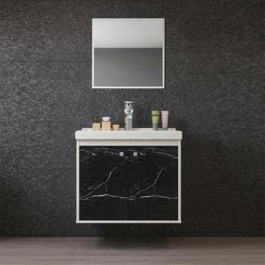 Imagem de Armário Para Banheiro + Cuba + Espelheira - Bergamo Preto - Riverzza