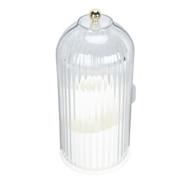 Imagem de SUNGOOYUE Suporte Giratório de Pincel de Maquiagem 360 Graus, Tampa Transparente à Prova de Poeira, Organizador Dividido para Vaidade, Mesa de Banheiro, Bancada (Base Branca com Tampa Transparente)