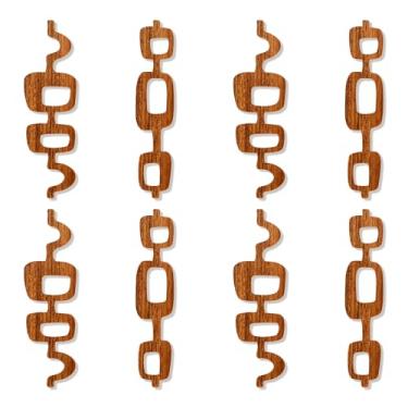 Imagem de Bnesi 8 pacotes de arte de parede de madeira moderna meados do século painéis de madeira para parede grandes painéis de parede geométricos abstratos de madeira decorativos para quarto, sala de estar