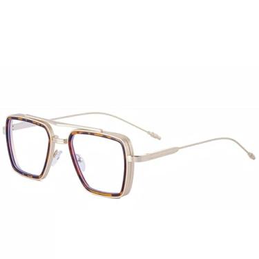 Imagem de JRLLFD Óculos de sol de metal luxuosos para mulheres, moda punk, masculino, para dirigir ao ar livre, UV400 (transparente leopardo)