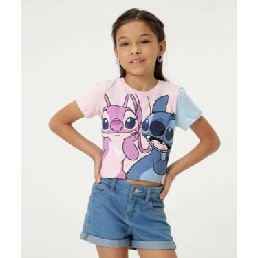 Imagem de Camiseta Infantil Angel E Stitch Disney Tam 4 a 10-87554, 10, Azul, Ro