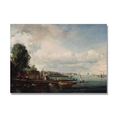 Imagem de NHLDZYH John Constable Romântico Paisagem Famosa Impressão de Arte em Tela Pintura de Paisagem Inglesa Decoração de Parede para Sala de Estar (Ponte Waterloo). 60 x 84 cm Apenas Tela