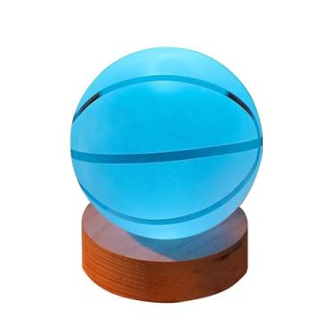 Imagem de Fafeicy Luz de Bola de Cristal 3D, Lâmpada de Bola de Cristal Gradiente Colorida Com Base de Madeira para Decoração de Quarto e Mesa (#3)