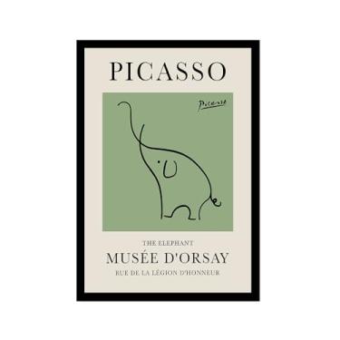 Imagem de Impressão em tela verde sálvia Pablo Picasso animais esboço arte de parede gato cão pássaro cavalo impressão linha abstrata desenho pôsteres para quarto casa escritório decoração (SKU5,16x24") (40 x