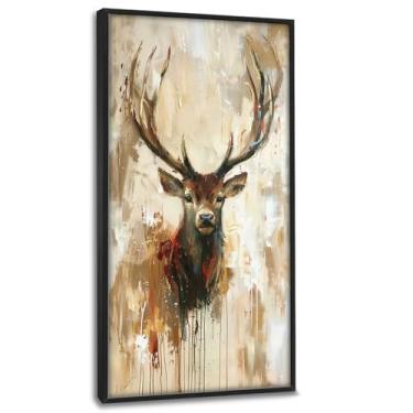 Imagem de Trimety Arte de parede de veado para sala de estar tamanho extra grande alce rústico decoração de parede grande fazenda vida selvagem impressões em tela quadros gigantes pintura emoldurada arte