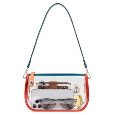 Imagem de CLUCI Bolsa transparente para eventos de estádio, bolsas transparentes para mulheres, bolsa transversal pequena para shows, eventos esportivos, festivais, Arco-íris, Small
