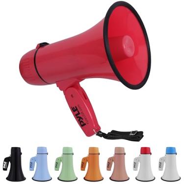 Imagem de Pyle Megafone Bullhorn de 20 W - portátil, sirene automática e volume ajustável, alcance de projeção de até 400 jardas quadradas, entrada auxiliar, talk, sirene, música, apito e gravação, alça de