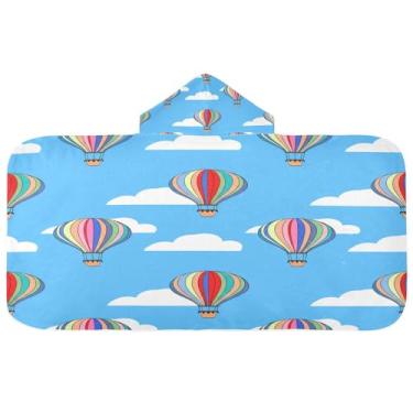 Imagem de CEBUGI Balões de ar quente toalha de banho com capuz para crianças toalha de banho macia absorvente envoltório com capuz 127 x 59,7 cm toalha de banho piscina praia para meninos meninas