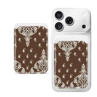 Imagem de Suporte de cartão magnético para iPhone, capa fina de couro PU, capa traseira para cartão, acessório de telefone fofo