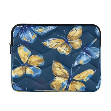 Imagem de Kigai Bolsa para laptop, borboleta azul macia e resistente a impactos, capa para laptop, bolsa protetora para notebook de 13 a 14 polegadas