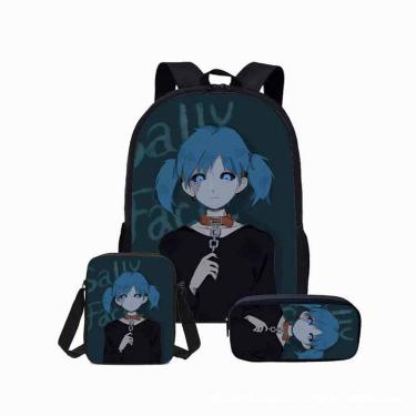 Imagem de Conjunto de mochilas Sallys Faces Cartoon Kids School Nylon 3 unidades