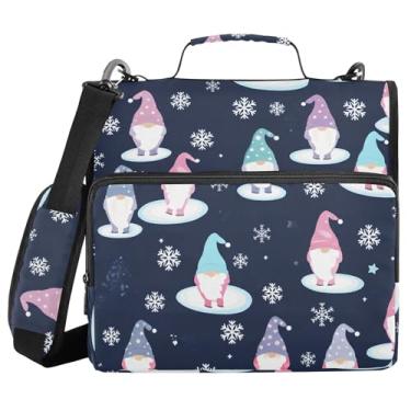 Imagem de Burbuja Pasta de fichário com zíper Gnomos com 3 anéis com lixa expansível e alça de ombro serve para laptop de 13 polegadas, vários bolsos para trabalho de escritório