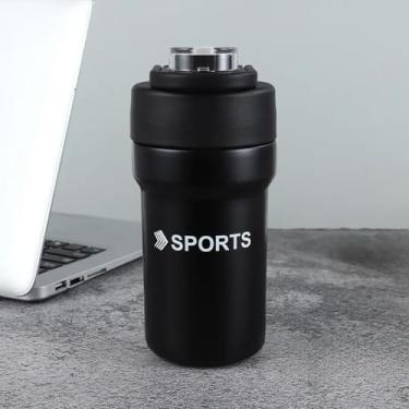 Imagem de Garrafa Térmica 500ml Flip Squeeze em Inox – Mantém Bebidas Frias 8h e Quentes 4h, Tampa com Canudo de Silicone (Preto)