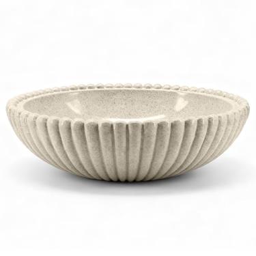 Imagem de Richtmall Tigelas grandes decorativas para decoração de casa 30 cm de resina orgânica moderna tigela de frutas decorativa com babados para mesa de entrada de cozinha Natal (bege arenito, brilhante)