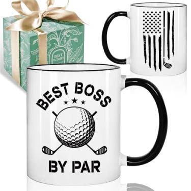 Imagem de Puouoonyi Presente de golfe Best Boss by Par para chefe, caneca de golfe de escritório de apreciação engraçada presente para chefes, supervisor de gerente, mentor, presente de aniversário de Natal 325