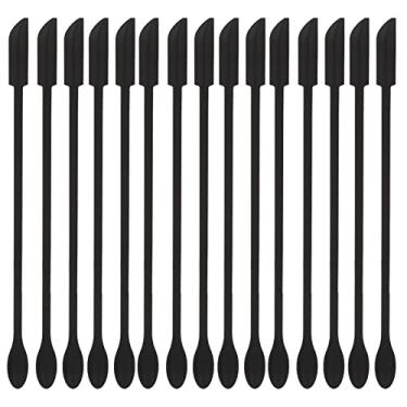 Imagem de Cuofyunl 15 pçs espátula de maquiagem dupla face silicone de grau alimentício flexível amplamente utilizado mini espátula de silicone para maquiagem cosméticos