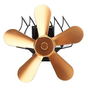 Imagem de Generic Ventilador de Lareira Montado na Parede Liga de Alumínio Proteção Ambiental 5 Lâminas Ventilador de Fogão a Lenha Movido a Calor Economia de Energia para Lareiras Domésticas (Ouro)