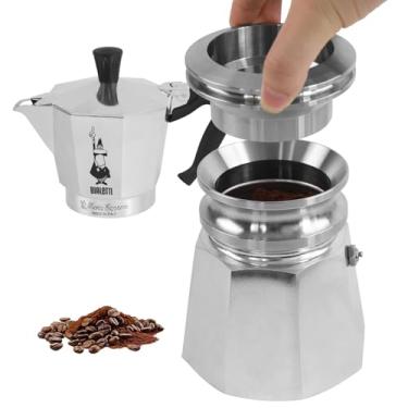 Imagem de ZUWIT Tamper de café para 4 xícaras a 6 xícaras de Moka, conjunto de funil de dosagem de café expresso de aço inoxidável 304, distribuidor de café nivelador compatível com fogão expresso italiano Moka