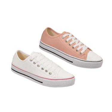Imagem de Kit 2 Pares Tênis All One Star Casual Feminino Conection, BRANCO/NUDE,