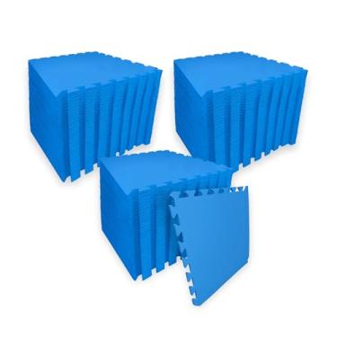 Imagem de SELLER Tapete de Encaixe em EVA – 96 peças 50×50 cm, 5mm espessura, superfície antiderrapante, modular tipo quebra-cabeça, com bordas, piso infantil, academia, brinquedoteca, proteção contra impacto e conforto (Azul)