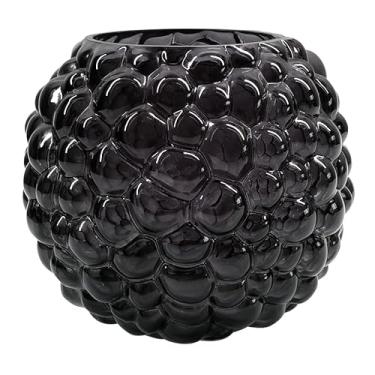 Imagem de VASO DE VIDRO PRETO COM TEXTURA