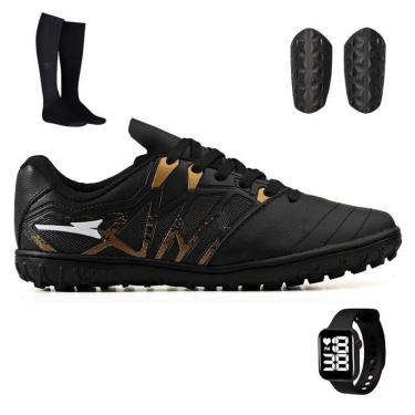 Imagem de Kit pra Jogo Society Chuteira + Meião, Caneleira e Relógio-Masculino