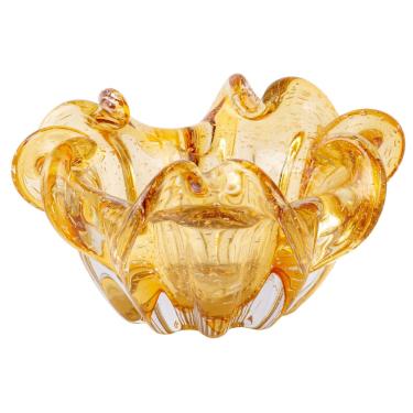 Imagem de Centro De Mesa De Vidro Tipo Murano Ambar Veneza 21X21x9,5