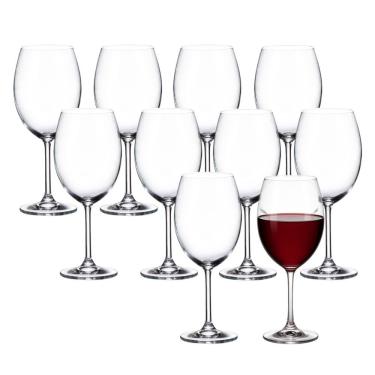 Imagem de Jogo 10 Taça De Cristal Para Vinho água Degustação Transparente 580ml Lyor