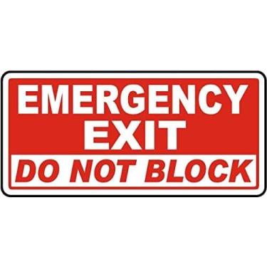 Imagem de Adesivos de vinil - Pacote - Adesivos de Sinais de Segurança e Aviso e Armazém - Placa de Saída de Emergência Não Bloqueia F4-Pacote com 3 (8,9 cm x 12,7 cm)