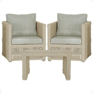 Imagem de Mesa E 2 Poltronas Madri Corda Náutica Estofado 3 Trama Rami