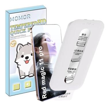 Imagem de Suttkue Protetor de tela Red-Magic 11 Pro com cartão antibolhas, dureza 9H, proteção à prova de estilhaçamento de grau militar, película de vidro temperado, compatível com capas, antiarranhões (pacote