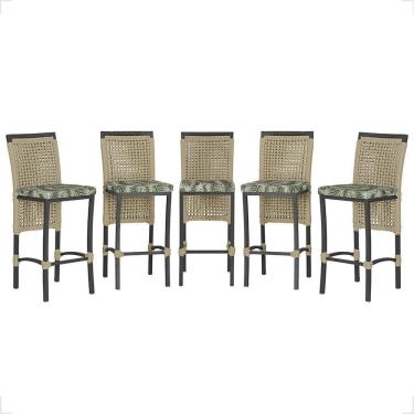 Imagem de 5 Banqueta Em Alumínio Roma Preta Corda Náutica Tecido 5 Rami