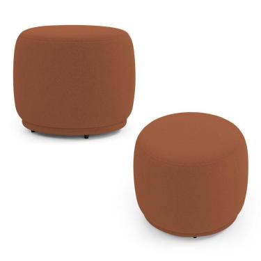 Imagem de Kit 02 Puffs Decorativos Orgânicos Molly Redondo Bouclê Terracota - Desk Design