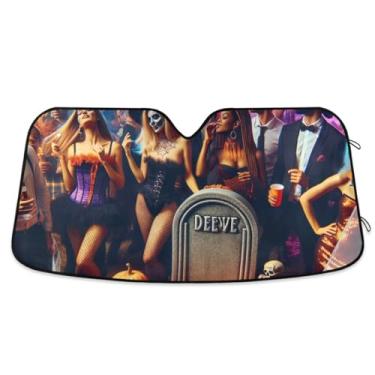 Imagem de Guarda-sol de carro celebração festa de Halloween para-brisa janela automotiva pára-sol mantém o veículo fresco