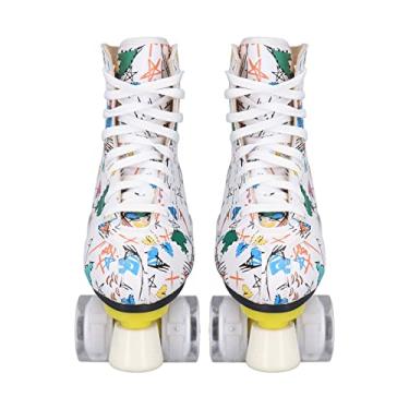 Imagem de Patins de 4 Rodas, Cores Vivas, Frenagem Rápida, Confortável, Graffiti Branco, Patins para Parque (40)