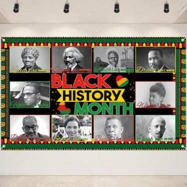 Imagem de Decorações de banner de fundo do mês da história negra 180 x 109 cm pôsteres de parede vintage para história afro-americana pôsteres de parede inspiradores para interior e exterior sala de aula