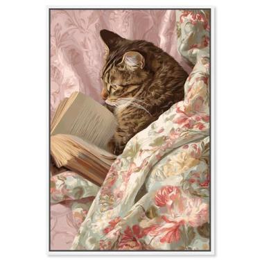 Imagem de Decoração de parede para animais de estimação Cat Nap Chapter II da Art Remedy, moldura branca, 25 x 38 cm