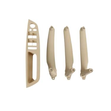 Imagem de Bege preto braço dianteiro do carro motorista lhd rhd interior maçaneta da porta painel interno puxar guarnição capa compatível para bmw e70 e71 x5 x6(Model A LHD Beige)