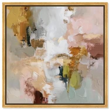 Imagem de Swirl of Joy I Impressão em tela Taupe Boho Wall Art por Art Remedy, moldura dourada, 76 x 76 cm