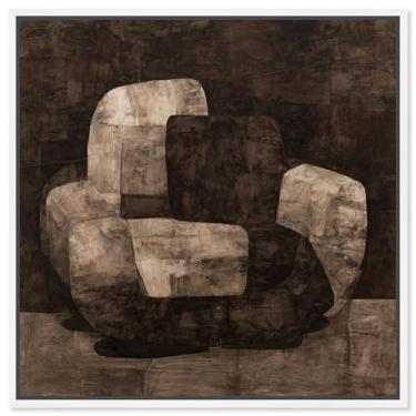 Imagem de Monolithic Seat II Impressão em tela Boho Brown Wall Art por Art Remedy, moldura branca, 20 x 20