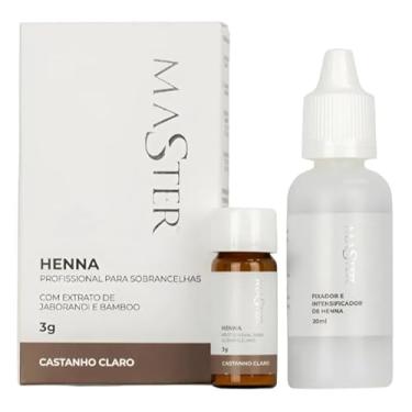 Imagem de Henna Profissional Castanho Claro para Sobrancelhas com Fixador Intensificador e Acessórios