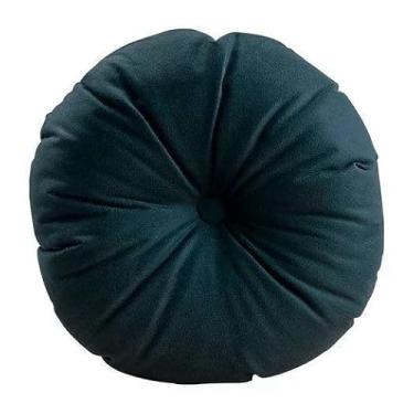 Imagem de Almofada Redonda Com Botão e Zíper Tecido Suede Liso 40x40cm almofada para cadeira para Sofá Cadeira Quarto Sala Almofada para Assento e Decoração(Verde,4)