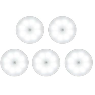 Imagem de Luminária Luz LED Sensor de Movimento Magnética USB Recarregável Sem Fio com-Duas cores Lâmpada Noturna Elegante E Prático Adequado Para Quartos E Salas De Estar(KIT5-Luz branca)