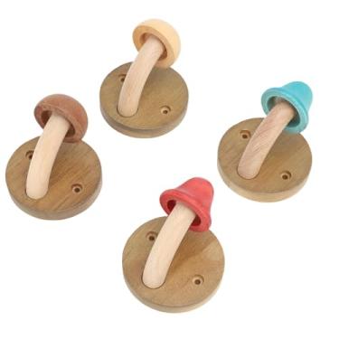 Imagem de SUNGOOYUE Ganchos de Casaco de Cogumelo de Madeira, 4 Peças de Cabides Montados na Parede Madeira Maciça Colorida Com Parafusos, para Pendurar Toalhas, Roupas, Chapéus No Quarto, Sala de