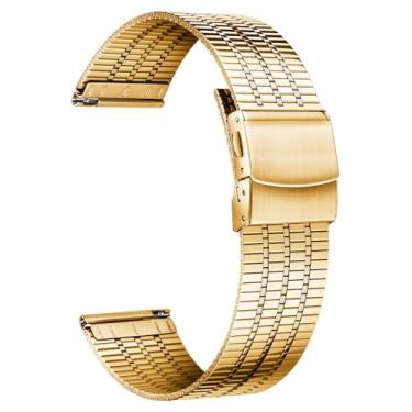 Imagem de BINLUN Pulseiras de Relógio de Aço Inoxidável 12/14/16/18/20/22 mm Metal Ultrafino Pulseiras de Relógio de Reposição com Engate Rápido para Homens e Mulheres(22mm,Ouro)